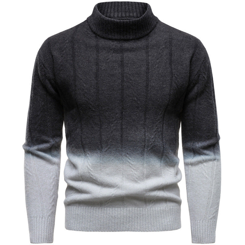 Gradient Color Half Turtleneck Handsome Men's Sweater