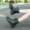 British Style Belt Buckle Lace Black Booties Autumn Winter Boots