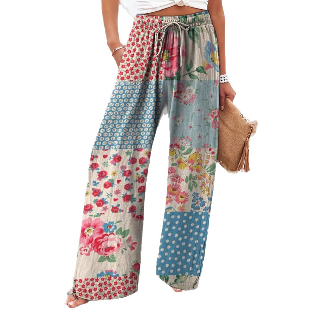 Womens Retro Casual Versatile Wide-leg Pants