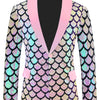 Costume maschile in velluto colorato con paillettes a squame reversibili