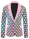 Costume maschile in velluto colorato con paillettes a squame reversibili