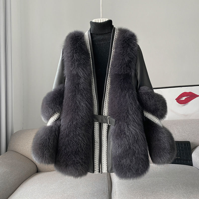 Loose Fashionable Warm Mid-length Fur Coat