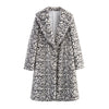 Cappotto a maniche lunghe in pelliccia sintetica con revers a stampa leopardata, stile speciale alla moda
