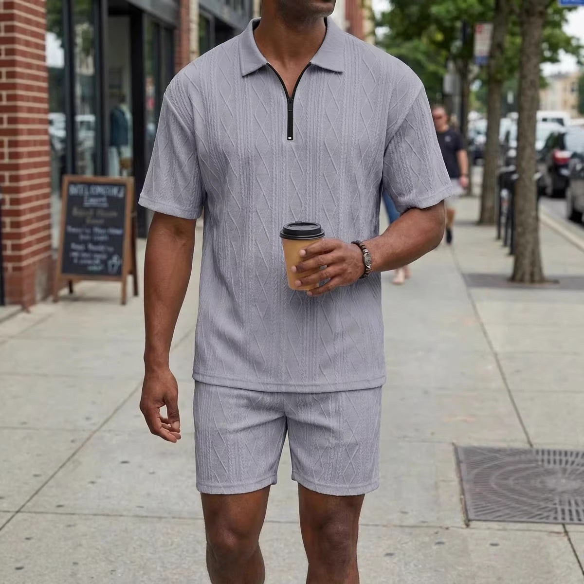 Polo da uomo, casual, a maniche corte, pantaloncini sportivi