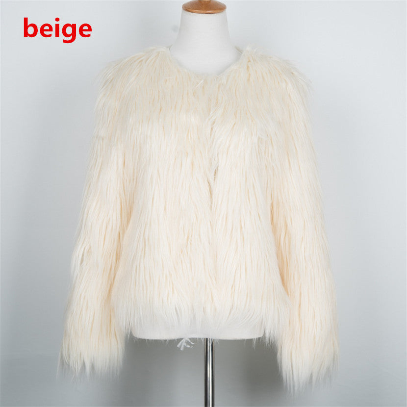 Women's Short Long Sleeve Plus Size Fur Coat