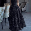 Black Strapless Polka Dot Full Skirt Maxi Dress