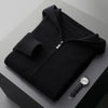 Men's Cashmere Cardigan Youth Casual Hooded Zipper Thickening Cardigan