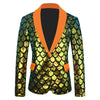Costume maschile in velluto colorato con paillettes a squame reversibili