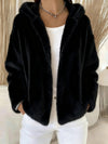 Fall Winter Hooded Solid Color Fashion Casual Zip Coat