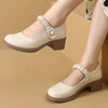 Scarpe Mary Jane in pelle da donna in stile giapponese con perle