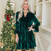 Long Sleeve Christmas Skirt Velvet Cake Dresses With Puffy Sleeves And V-Neck Mini Skirt Elegant Short Dress For Women New Year Party Clothing