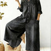 Womens Stylish Sexy Single-breasted Blouse-style Loose Jumpsuit