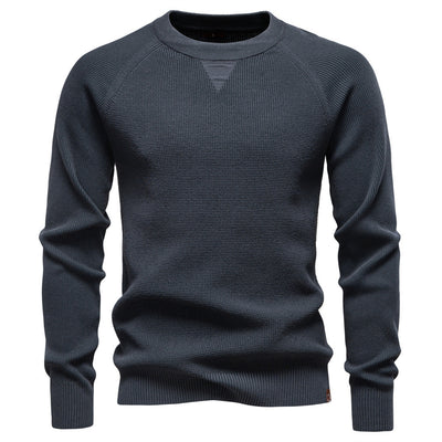 Round Neck Fashion Solid Color Sweater Men's High Quality Business Casual Knitted Men's Sweater