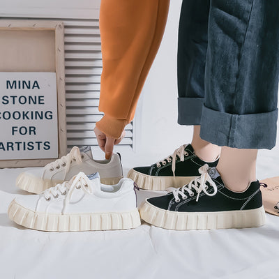 Retro Korean Type All-Match Platform Big Toe Sneakers For Women