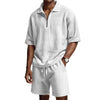 Completo da uomo con pantaloncini e cerniera a maniche corte