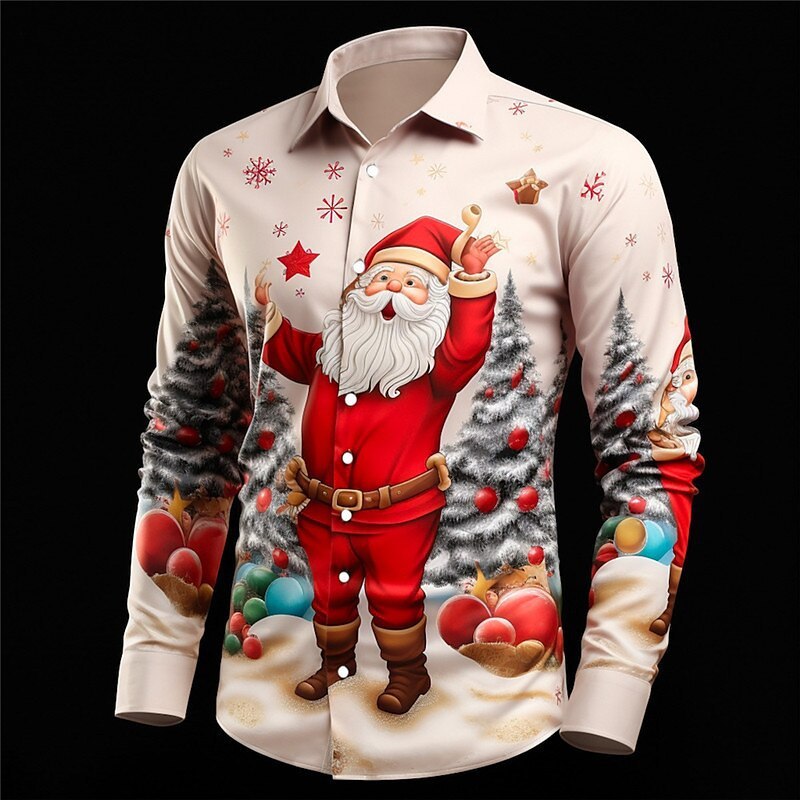 Christmas Element Men's Lapel Casual Shirt