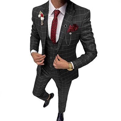 Completo da uomo in tre pezzi, versatile e semplice, con fantasia a quadri