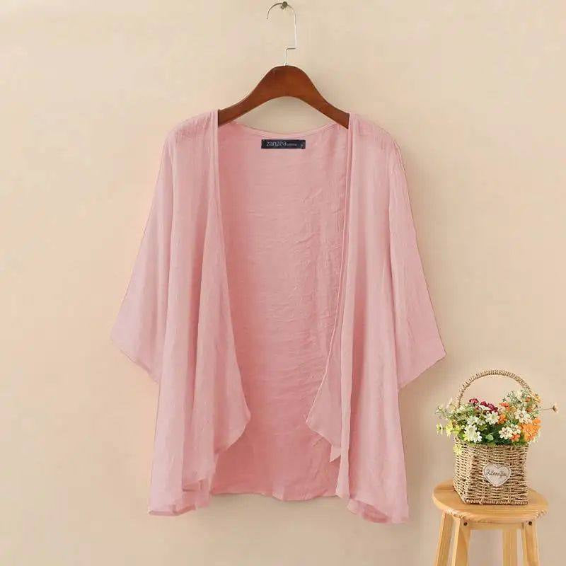 Cardigan estivo a maniche corte tinta unita da donna