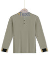 Camicia a maniche lunghe da uomo con risvolto, a tinta unita, abbottonata, casual ed elegante