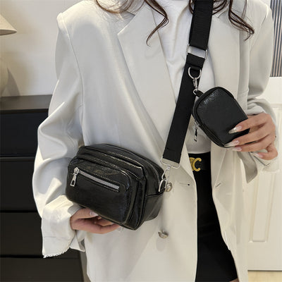 Borsa a tracolla piccola quadrata, stile western, casual e semplice, con tracolla larga