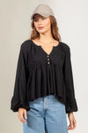 Women's Fashionable Pleated Sunken Stripe Knitted Bottoming Shirt