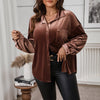 Casual Retro Style Velvet Loose Lapels Solid Color Plus Size Shirt