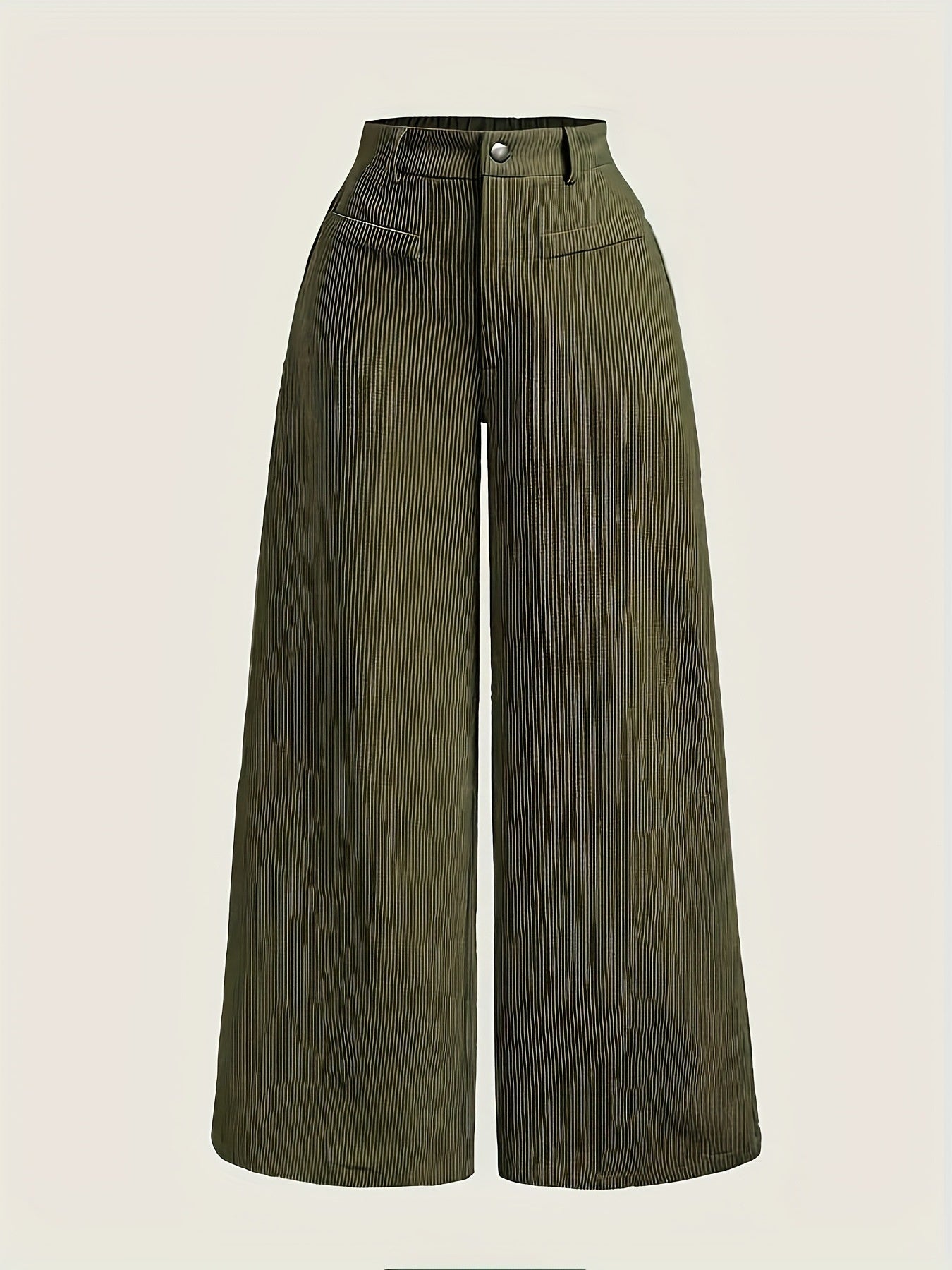 Pantaloni a vita alta con gamba larga e strisce verticali, pantaloni dritti da pendolare, tutti coordinati