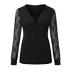 Maglione da pendolare con scollo a V e pizzo a nastro da donna