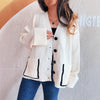 Casual Loose V-neck Solid Color Pocket Street Style Cardigan Sweater