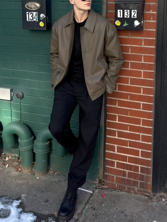 Men's Casual Long-sleeved Leather Jacket