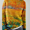 Ladies' 3D Printed Sweater Casual Loose Long Sleeved Knitted Top - A Fashionable And Comfortable Choice For Daily Wear