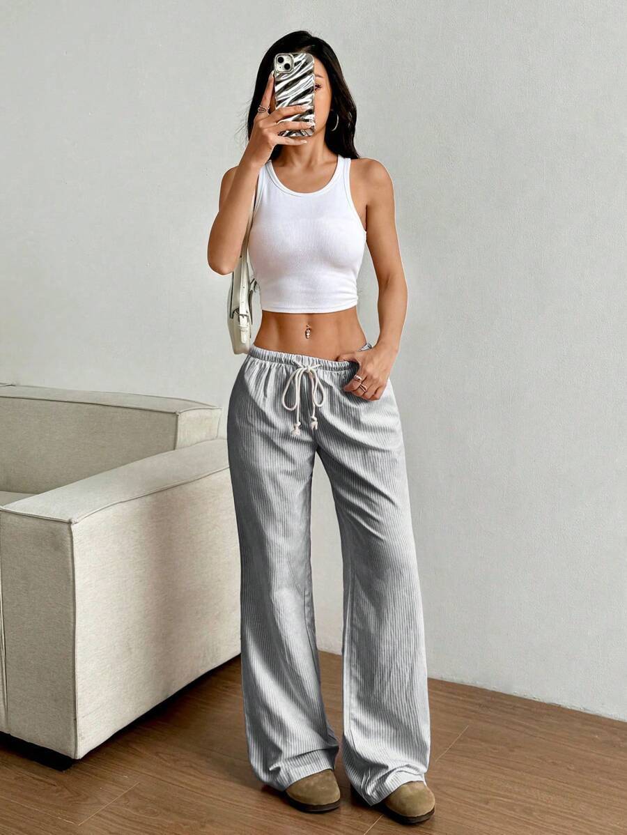 Striped Sweet Wide-leg Pants Mopping Casual