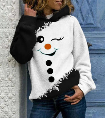 Maglione da donna con cappuccio casual urbano stampato