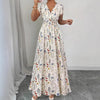 Womens Stylish Figure-hugging Printed Short-sleeve Dress