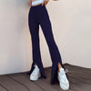 Fashionable And Elegant Commuting Slit Small Personality Solid Color Flared Pants