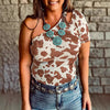 Womens Leopard-Print Short-Sleeve Off-Shoulder Top With A Crew Neck