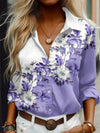Nuova camicia da donna a maniche lunghe con delicata stampa floreale