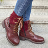 Couple Round Toe Martin Boots Chunky Heel Lace-up
