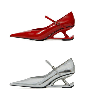 Heel Mary Jane Leather Shoes