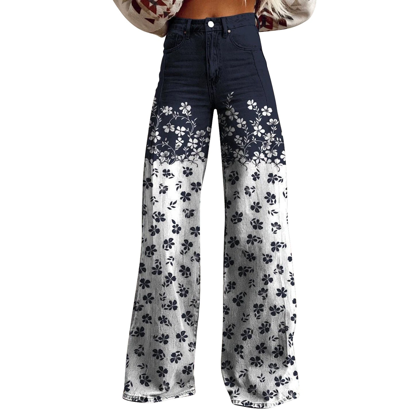 American And European-style Womens Flared Denim Jeans Made From Pure Cotton