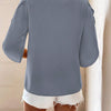 Solid Asymmetrical Neck Petal Sleeve Blouse