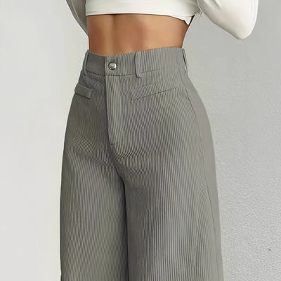 High Waist Wide Leg Pants With Vertical Stripes Straight Mopping Pants Commuter's All-matching