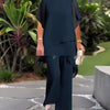 Completo Elegante in Chiffon Tinta Unita, Modello Ampio e Irregolare, di Tendenza