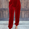 Women's Solid Color Straight Pants With Elastic Waist And Casual Cuffs