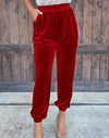 Women's Solid Color Straight Pants With Elastic Waist And Casual Cuffs