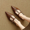 Brown Pointed Low-cut Flat Shoes Soft Bottom Comfortable Shoes With Skirt