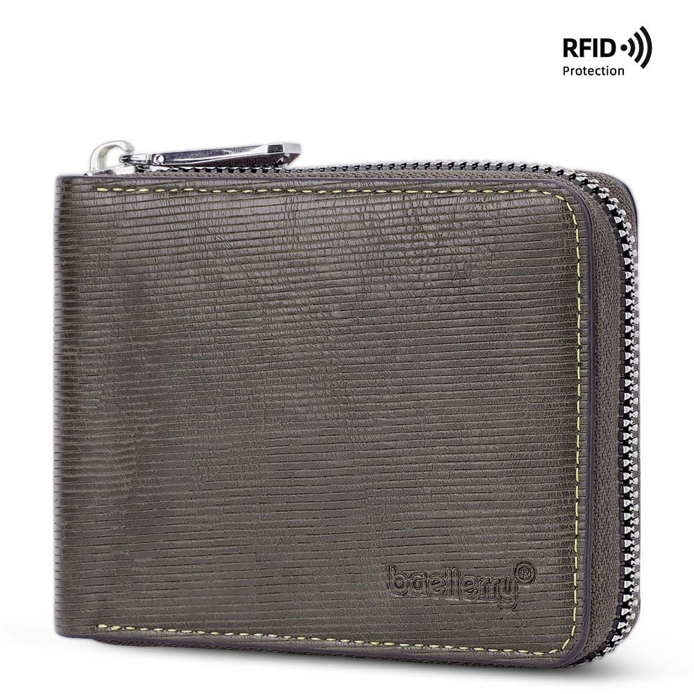 Leather Anti-theft Credit Card Zipper Wallet