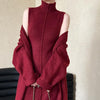Women's Long Warm Sleeveless Turtleneck Dress Two-piece Set