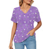 T-shirt da donna, stampa floreale e botanica, maniche corte scollo a V casual