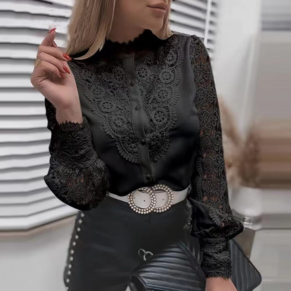 Top da donna elegante, minimalista e casual a maniche lunghe